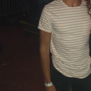 Anthropology white & gold stripped T-Shirt